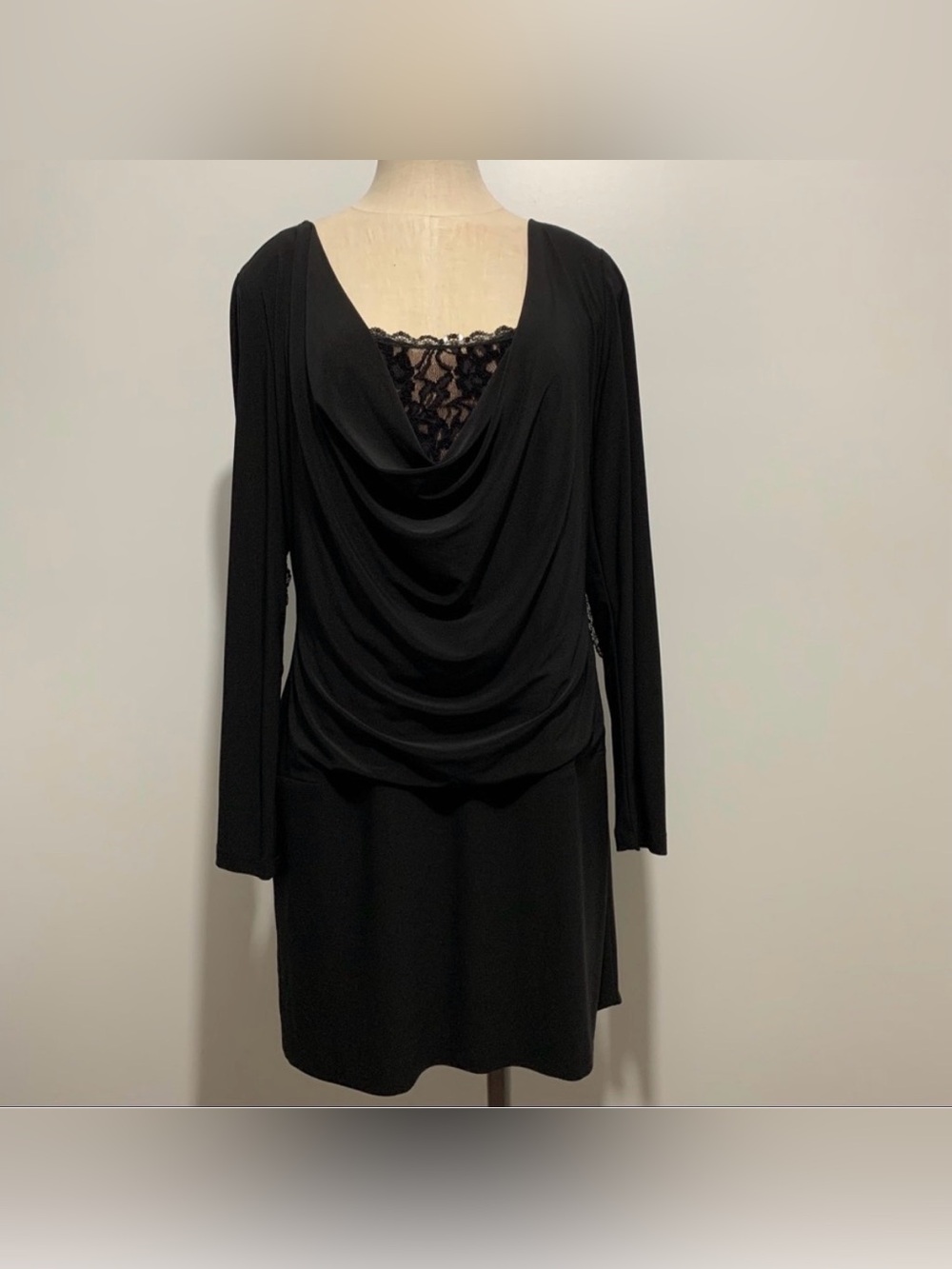 Black Joseph Ribkoff Drape Neckline Dress